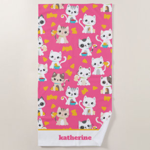 Tacocat Burrito and Taco Cats Cute Personalised Beach Towel