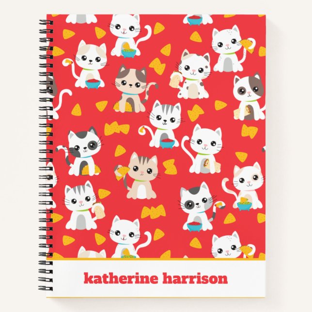 Tacocat Burrito and Taco Cats Cute Personalised Notebook (Front)