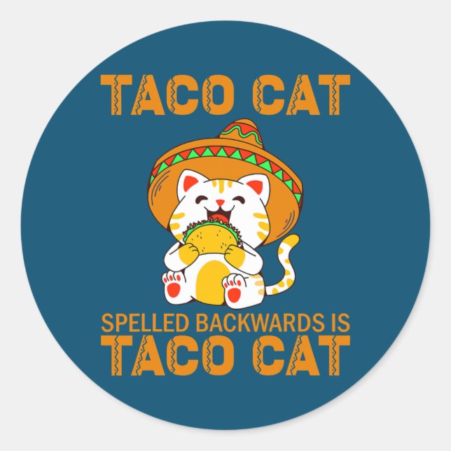 TacoCat for Kids Taco Cat Cinco de Mayo TacoCat Classic Round Sticker (Front)