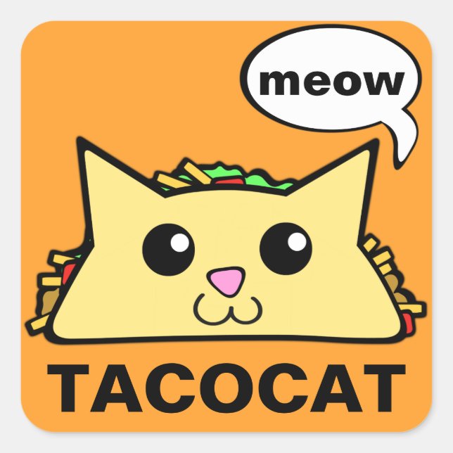 TacoCat Meow Square Sticker (Front)