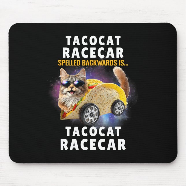Tacocat Racecar Spelled Backwards Funny Mexican Ca Mouse Mat (Front)