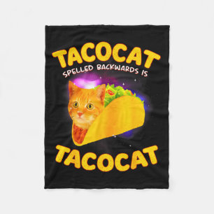 Tacocat spelled backward is tacocat cat meme taco fleece blanket