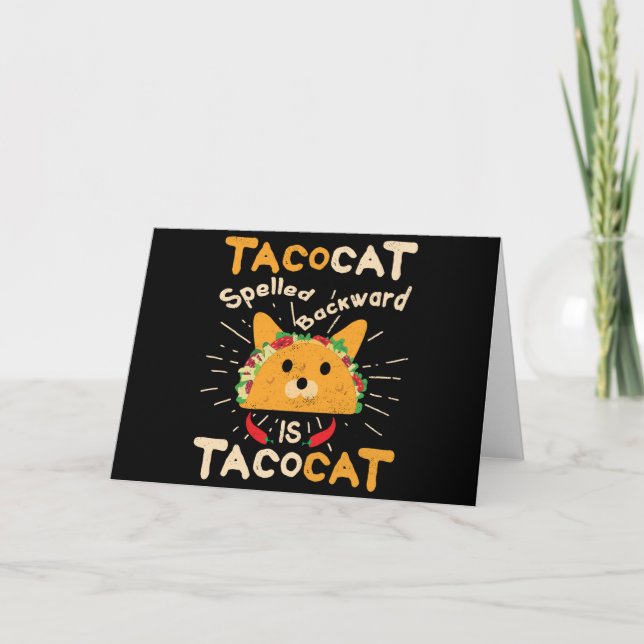 Tacocat Spelled Backwards Cinco de Mayo Cat Taco Card (Front)