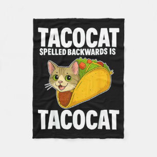 Tacocat Spelled Backwards Funny Cat Men Women Boy Fleece Blanket