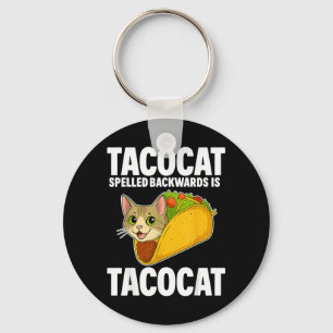 Tacocat Spelled Backwards Funny Cat Men Women Boy Key Ring