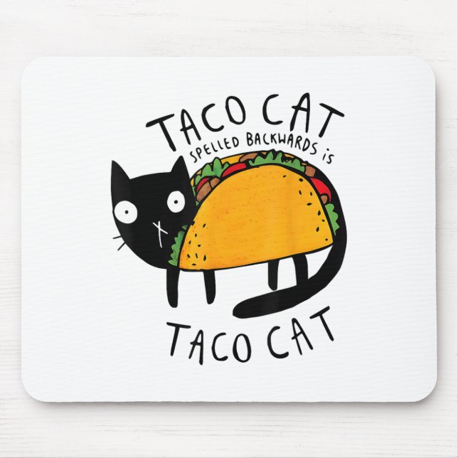 Tacocat Spelled Backwards Funny Taco Cat Cinco De  Mouse Mat (Front)