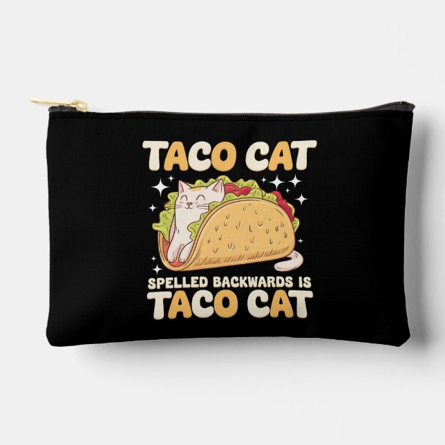 Tacocat Spelled Backwards Taco Cat Mexican Accessory Pouch (Front)