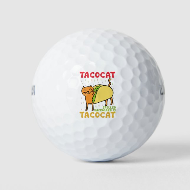 Tacocat Spelled Backwards Tacos Cats Cinco De Mayo Golf Balls (Front)