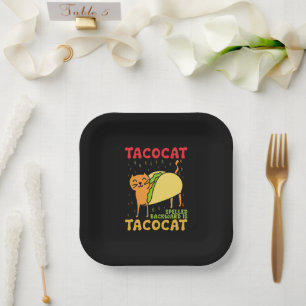 Tacocat Spelled Backwards Tacos Cats Cinco De Mayo Paper Plate