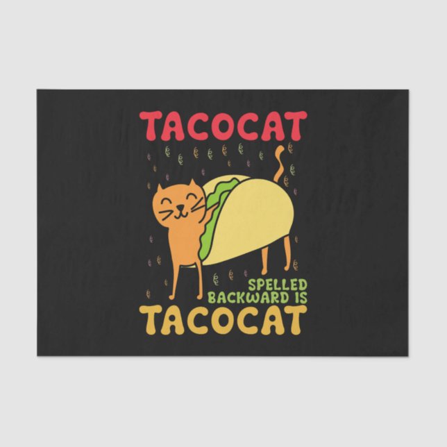 Tacocat Spelled Backwards Tacos Cats Cinco De Mayo Tissue Paper (Front)