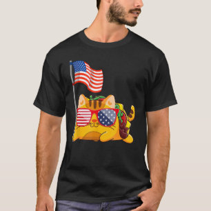 Tacocat Sunglasses American Flag Funny 4th Of July T-Shirt
