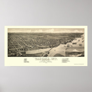 Tacoma, WA Panoramic Map - 1884 Poster