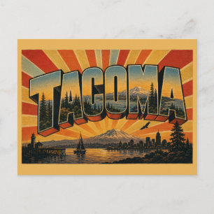 Tacoma WA Puget Sound Rainier Forest Art Postcard