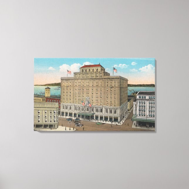 Tacoma, WA - View of Hotel Winthrop Canvas Print (Front)