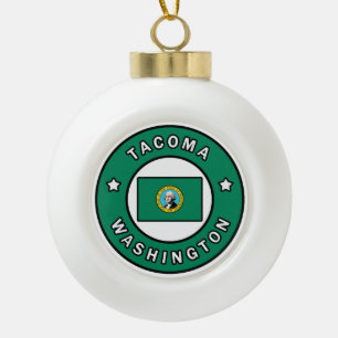 Tacoma Washington Ceramic Ball Christmas Ornament