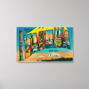 Tacoma, Washington - Large Letter Scenes Canvas Print