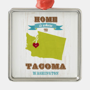 Tacoma,Washington Map – Home Is Where The Heart  Metal Tree Decoration