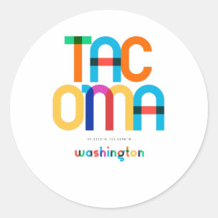 Tacoma Washington Mid Century, Pop Art, Classic Round Sticker