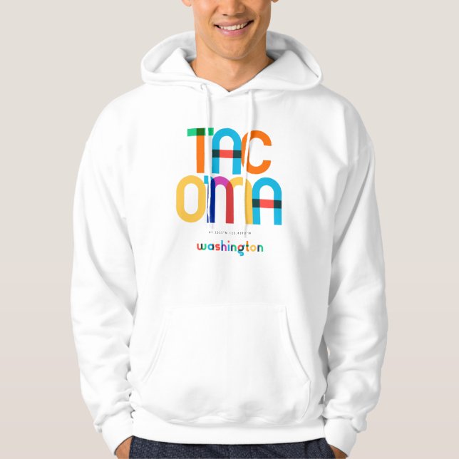 Tacoma Washington Mid Century, Pop Art, Hoodie (Front)