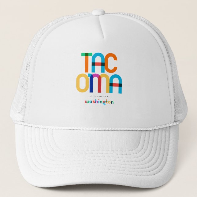 Tacoma Washington Mid Century, Pop Art, Trucker Hat (Front)