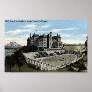 Tacoma, Washington - View of High School Poster