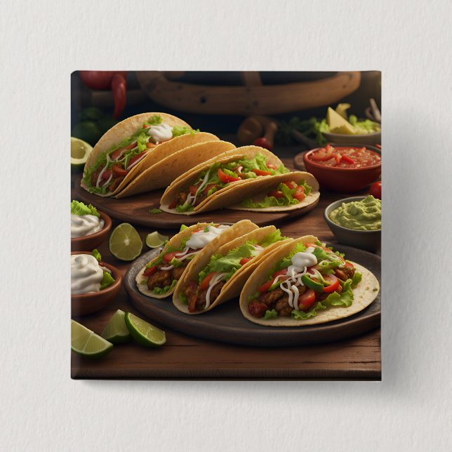 Tacos 15 Cm Square Badge (Front)