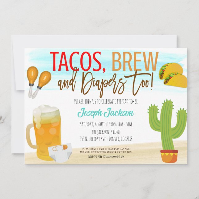 Tacos and Beer Baby Shower Invitation (Front)