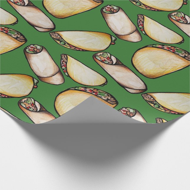 Tacos and Burritos pattern Wrapping Paper (Corner)