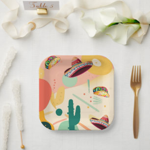 Tacos and Sombreros Party Paper Plate