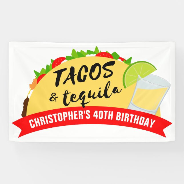 Tacos and Tequila Birthday Party Banner (Horizontal)