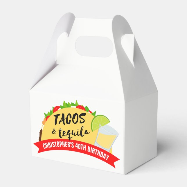 Tacos and Tequila Birthday Party Favour Box (Front Side)