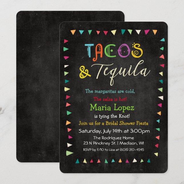 Tacos and Tequila Bridal Shower Invitation (Front/Back)