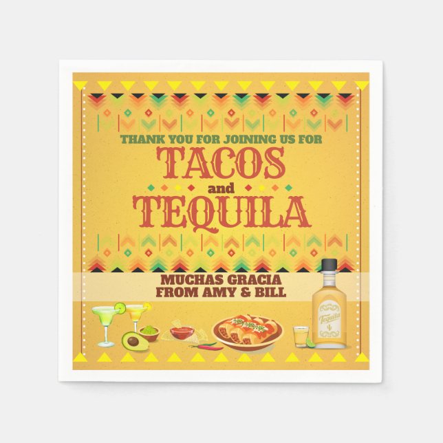 Tacos and Tequila Cinco de Mayo Fiesta Party Napkin (Front)
