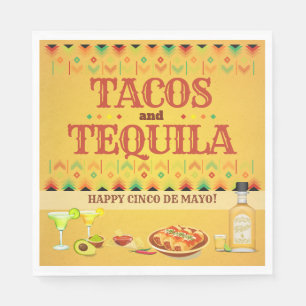 Tacos and Tequila Cinco de Mayo Mexican Fiesta Napkin