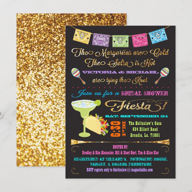 Tacos and Tequila Couples Bridal Shower Fiesta Invitation (Front/Back)