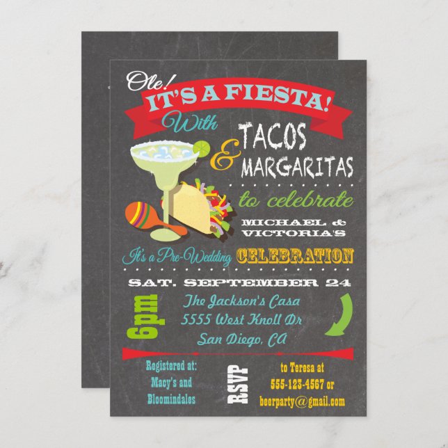 Tacos and Tequila Couples Shower Invitation (Front/Back)