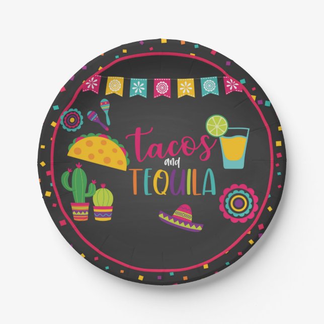Tacos and Tequila Plate - Blk (Front)