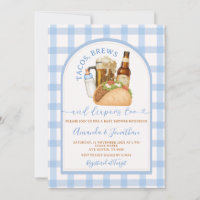 Tacos Brews and Diapers Baby Shower Blue Gingham