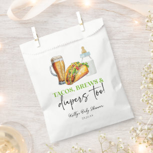 Tacos Brews and Diapers Too! Baby Shower Favour Bags