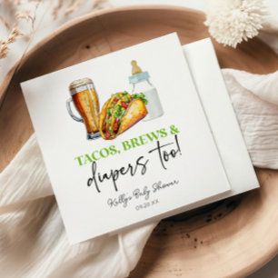 Tacos Brews and Diapers Too! Baby Shower Napkin