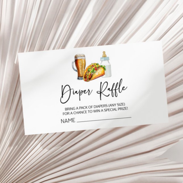 Tacos Brews Diapers Too Baby Shower Diaper Raffle Enclosure Card (Creator Uploaded)