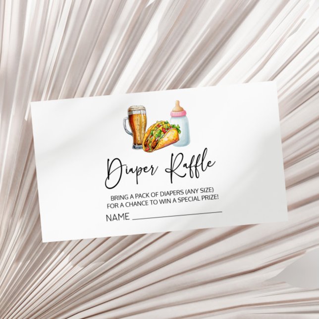 Tacos Brews Diapers Too Baby Shower Diaper Raffle Enclosure Card (Creator Uploaded)