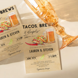 Tacos Brews Diapers Too Baby Shower Invitation