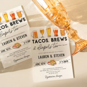 Tacos Brews Diapers Too Baby Shower Invitation