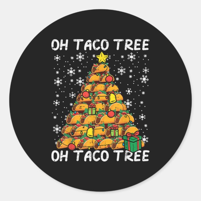 Tacos Christmas Tree Funny Xmas Foodie Mexican Men Classic Round Sticker (Front)