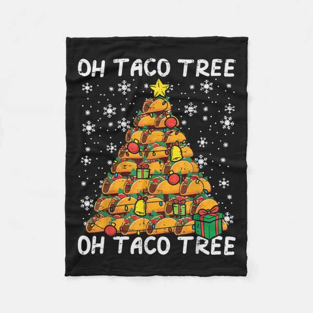 Tacos Christmas Tree Funny Xmas Foodie Mexican Men Fleece Blanket (Front)
