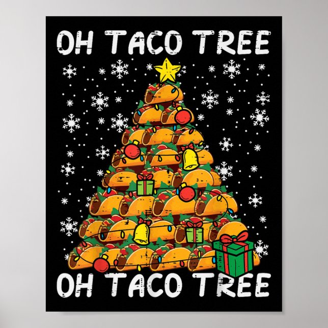 Tacos Christmas Tree Funny Xmas Foodie Mexican Men Poster (Front)
