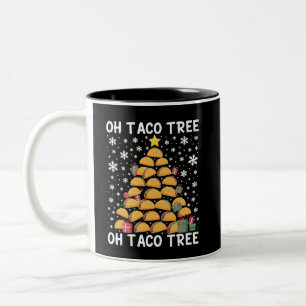 Tacos Christmas Tree Funny Xmas Foodie Mexican Two-Tone Coffee Mug