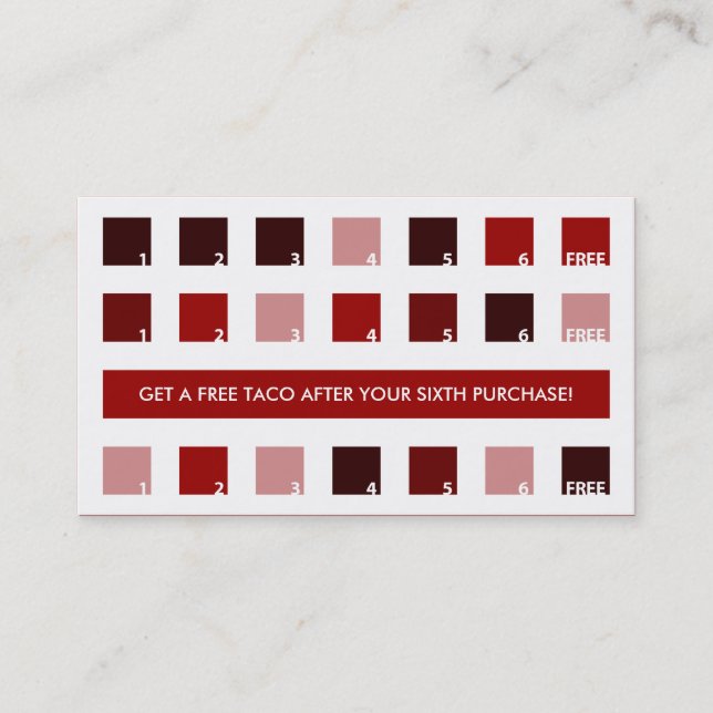 TACOS customer appreciation (mod squares) Loyalty Card (Front)