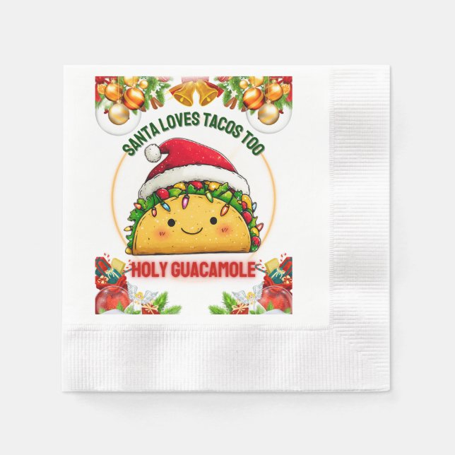 Tacos Mexican Food Christmas Hat Xmas Napkin (Front)